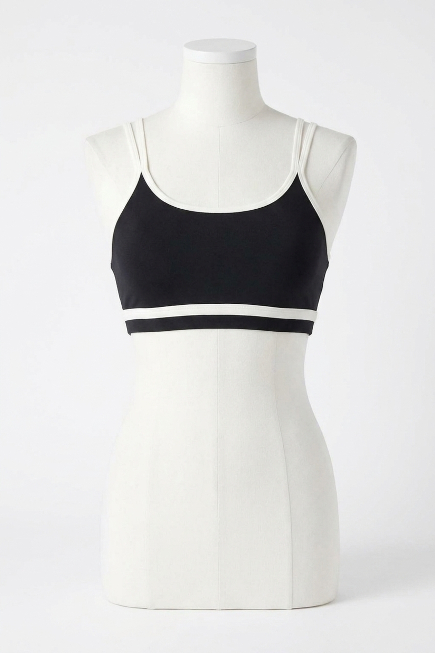 NEW SPLITS59 eva rigor double strap bra in black/white